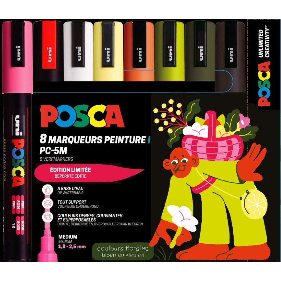 Feutres Posca PC-5M 8 couleurs tons florales