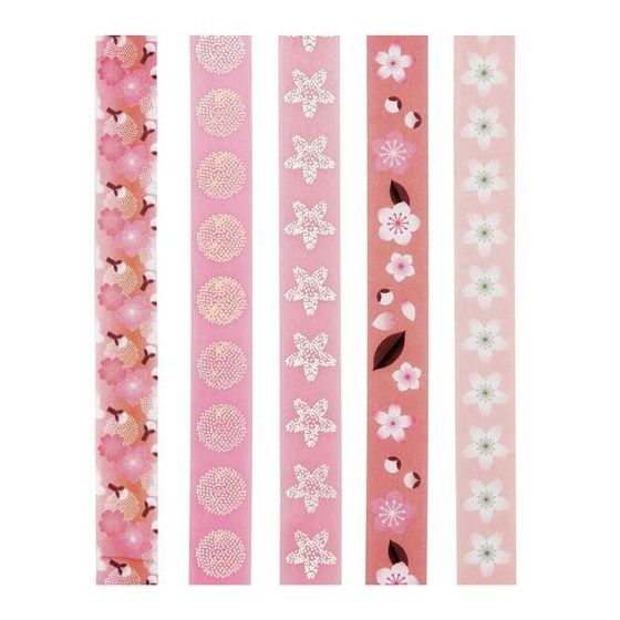 Set 5 Masking Tape Sakura RICO DESIGN | Fleurs de Cerisier 1.5cm