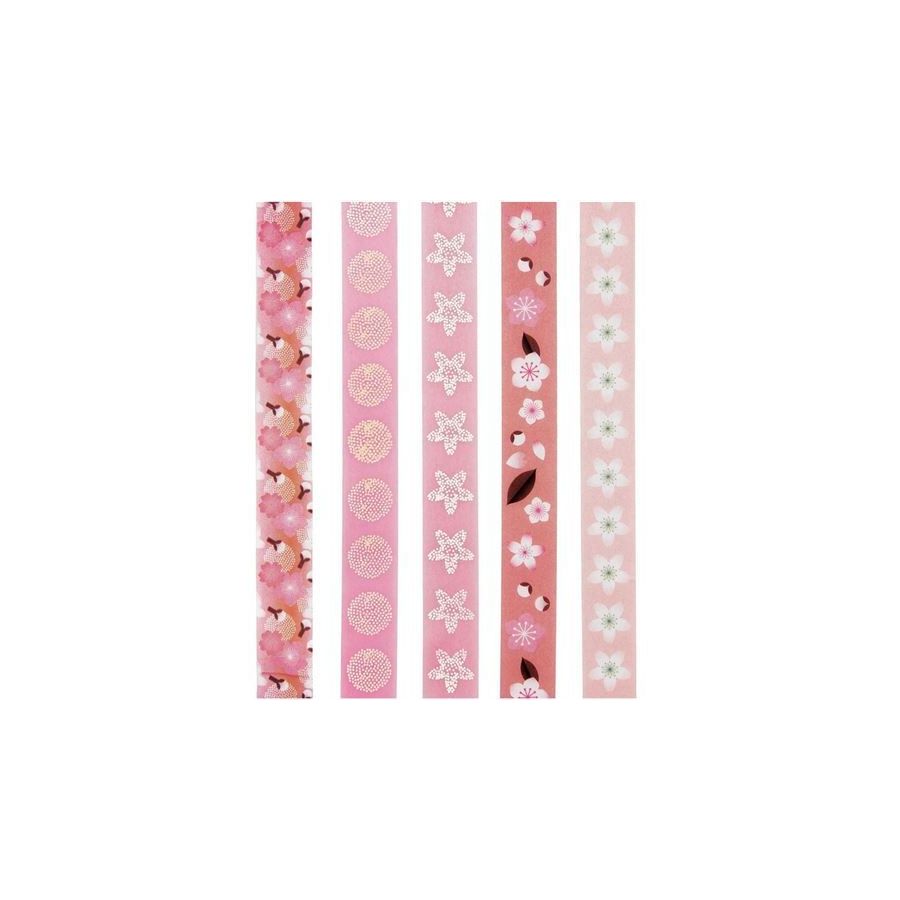 Set 5 Masking Tape Sakura RICO DESIGN | Fleurs de Cerisier 1.5cm