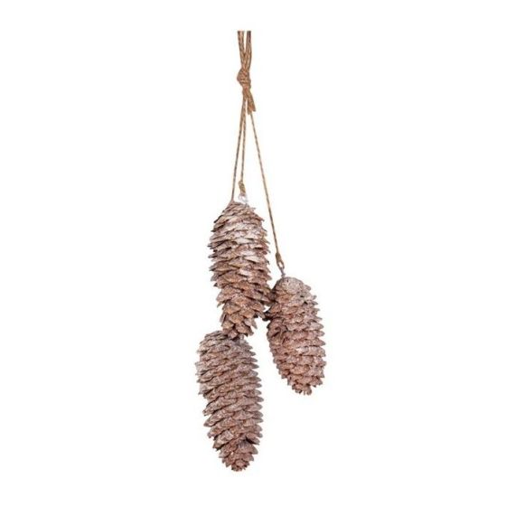 Rayher – Pommes de pin à suspendre avec corde en jute – 26 cm – Lot de 3