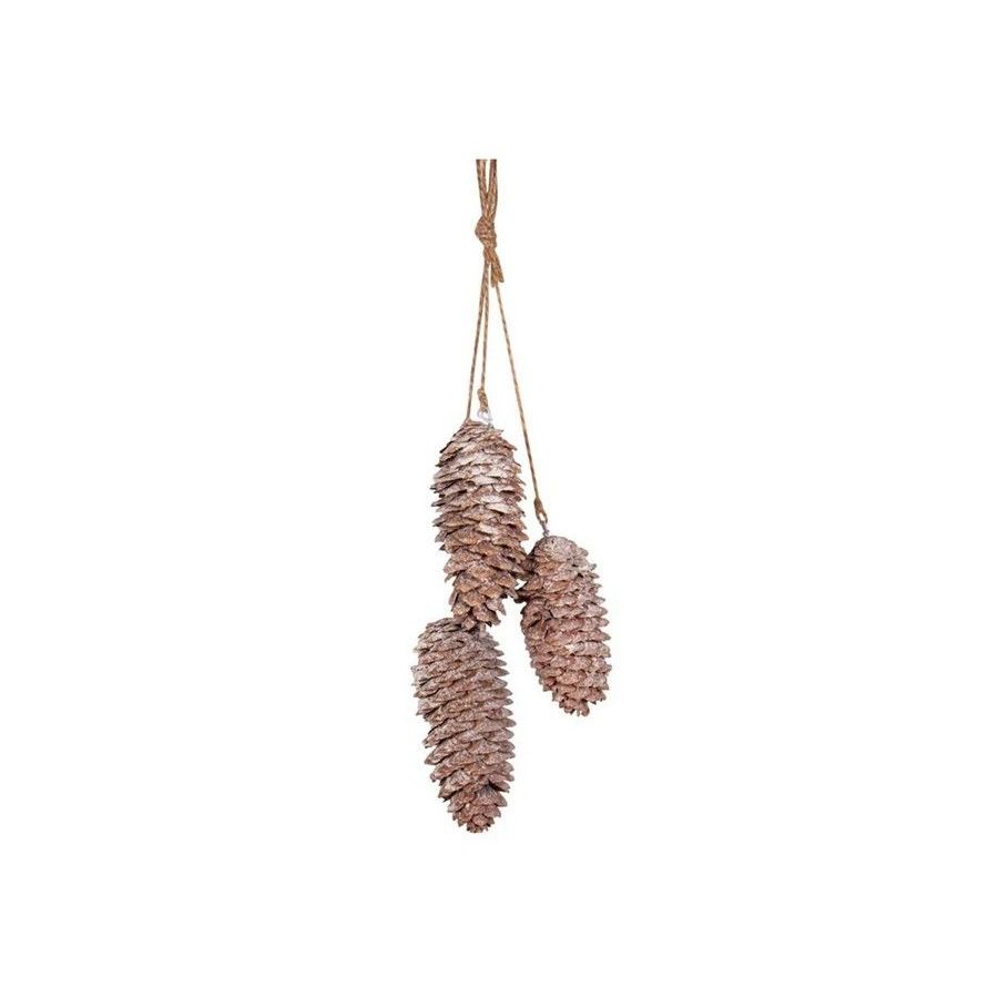 Rayher – Pommes de pin à suspendre avec corde en jute – 26 cm – Lot de 3