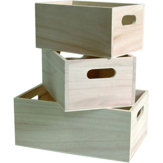 Lot 3 caisses en bois - A personnaliser - 3 tailles différentes - Artemio