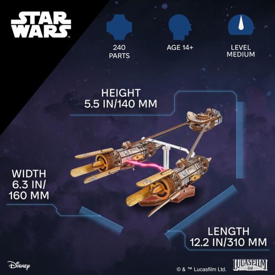 Podracer d'Anakin Skywalker™ Ugears | Puzzle 3D en Bois Star Wars avec LED | Art & Loisirs