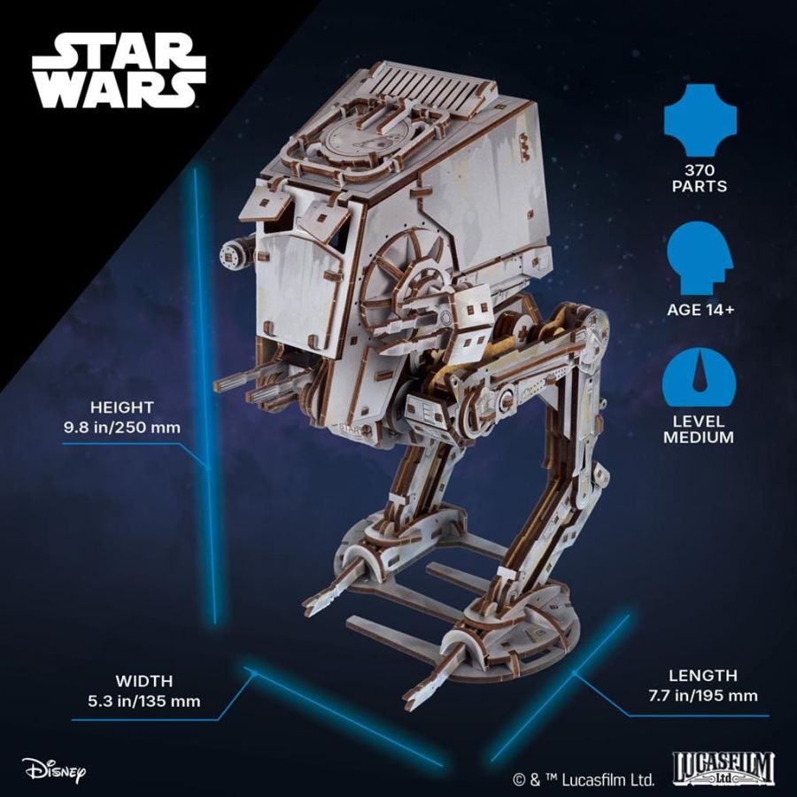 Maquette UGEARS STAR WARS AT-ST WALKER - Modèle Mécanique en Bois 370 Pièces