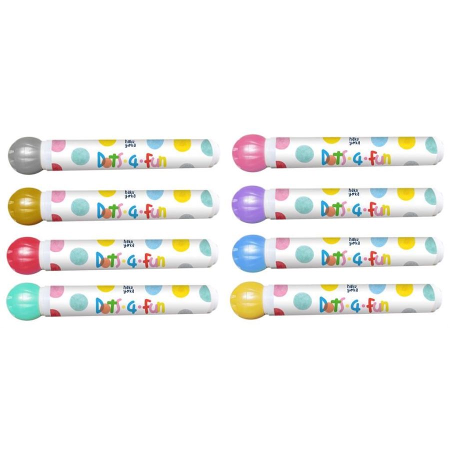 Marqueurs à Points Brillants HAKU YOKA - Set 8 Couleurs Nacrées Lavables pour Créations Scintillantes