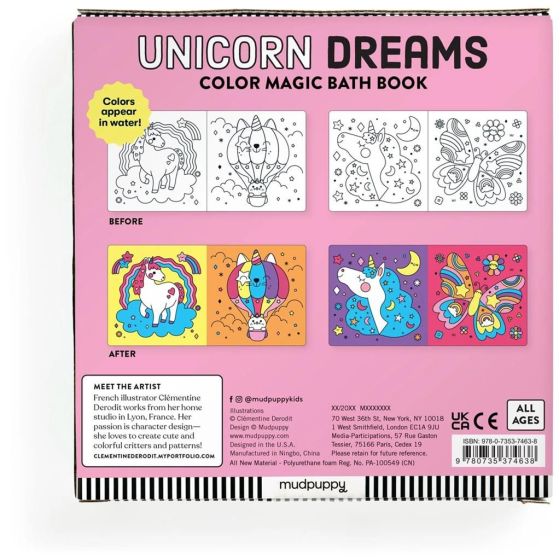 Livre de Bain Mudpuppy Rêves Licorne | Magie des Couleurs à l'Eau pour Tout-Petits | Art & Loisirs