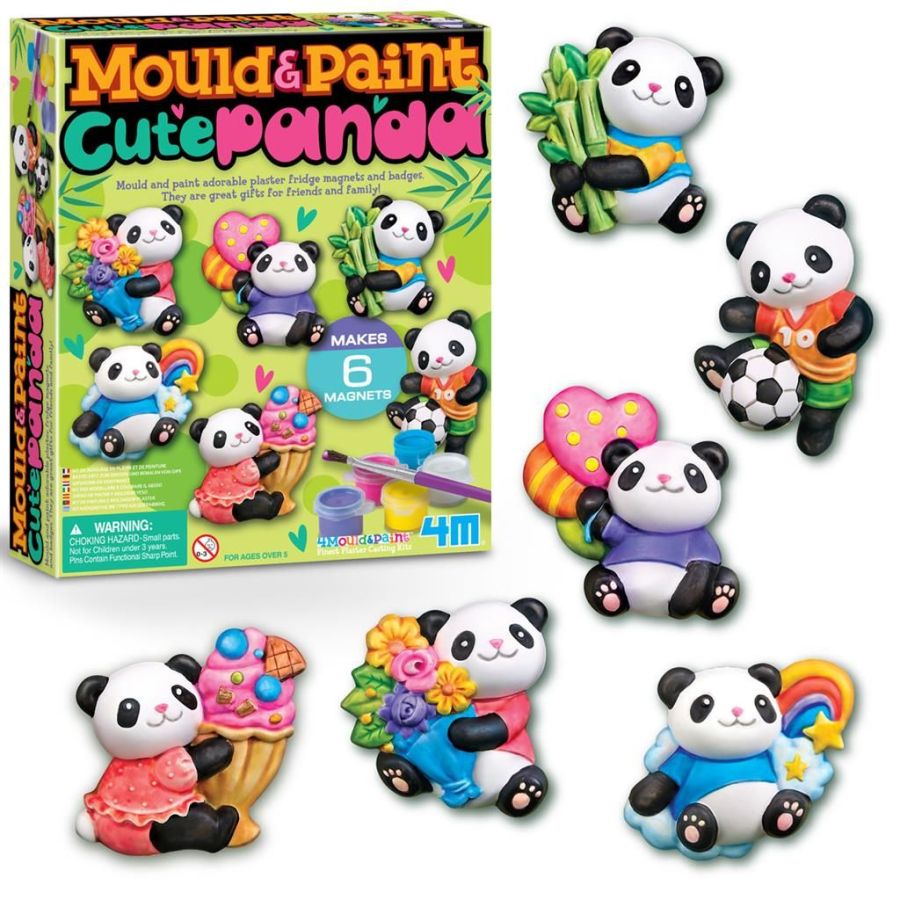 4M Crea : Kit Moulage Pandas Adorables 5 cm – Créez & Peignez vos magnets | Art & Loisirs