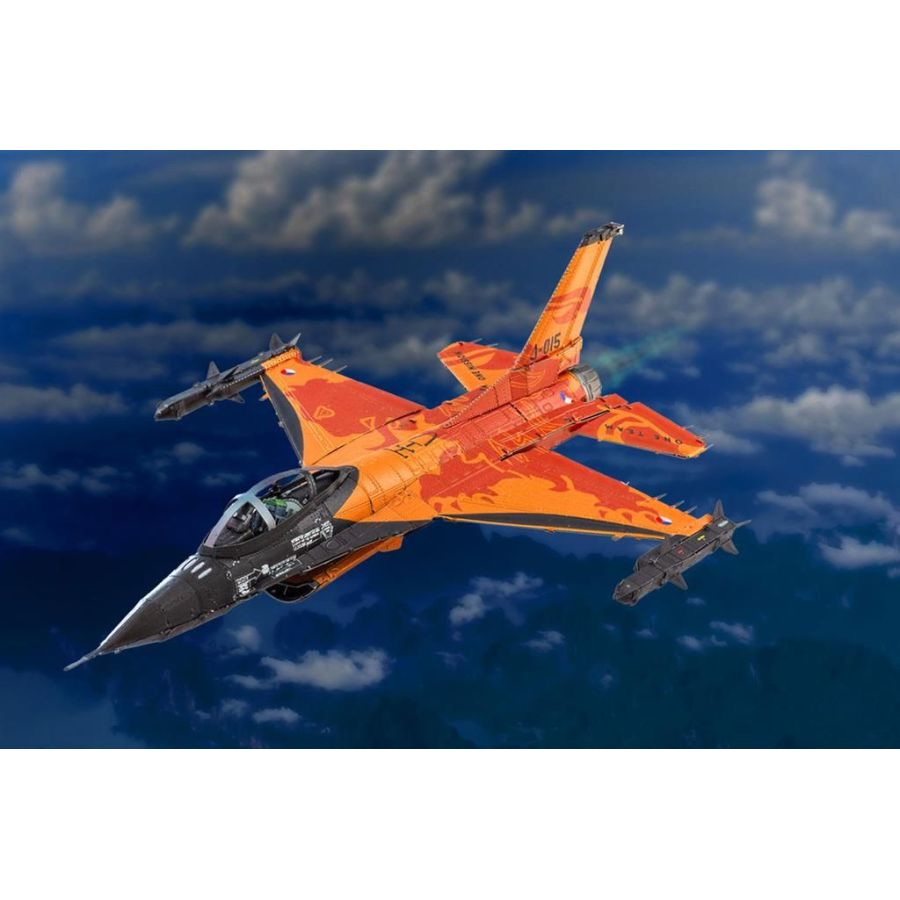Maquette 3D Métal F-16 Fighting Falcon Lion Orange - Armée De L'Air Royale Pays-Bas | METAL EARTH Art & Loisirs