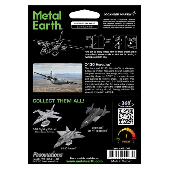 Maquette Métal 3D Lockheed C-130 Hercules - Metal Earth | Art & Loisirs