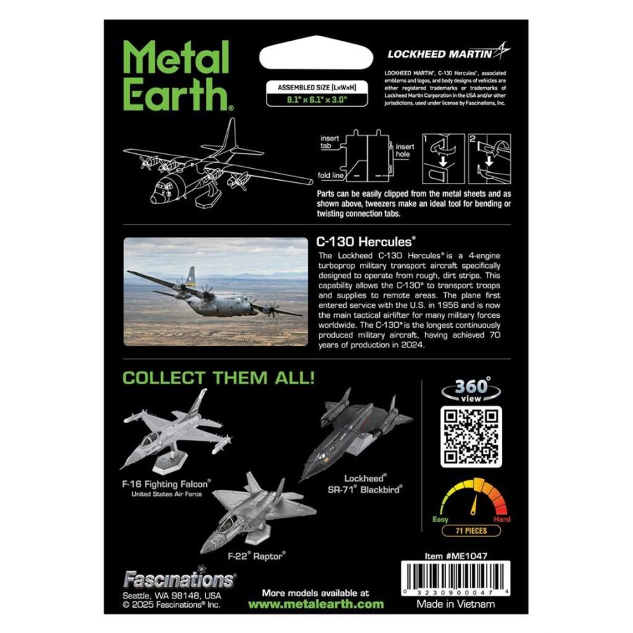 Maquette Métal 3D Lockheed C-130 Hercules - Metal Earth | Art & Loisirs