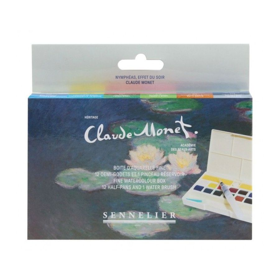 Boîte de 12 demi-godets aquarelle, mains libres SENNELIER - Claude Monet