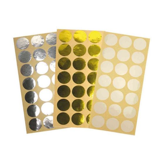 Pastilles adhésives transparentes, or, argent
