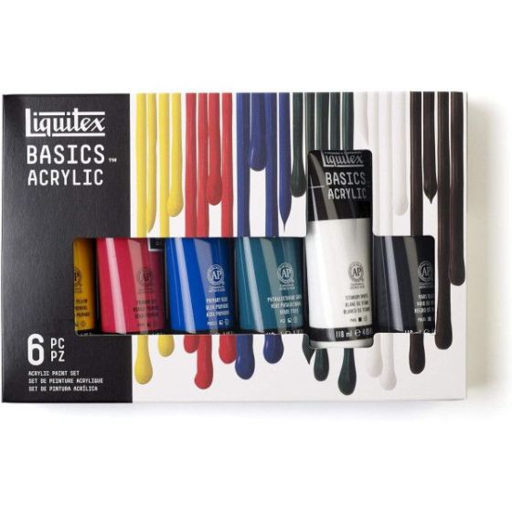 Set de 6 Tubes de Peinture Acrylique de 118Ml Liquitex