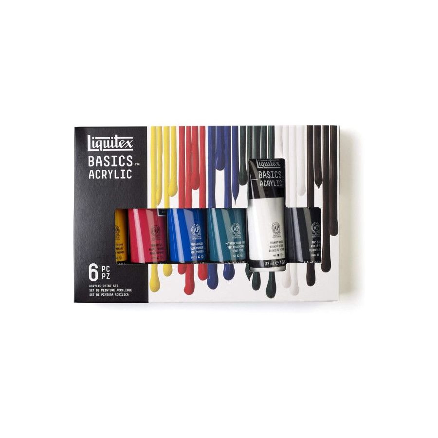 Set de 6 Tubes de Peinture Acrylique de 118Ml Liquitex