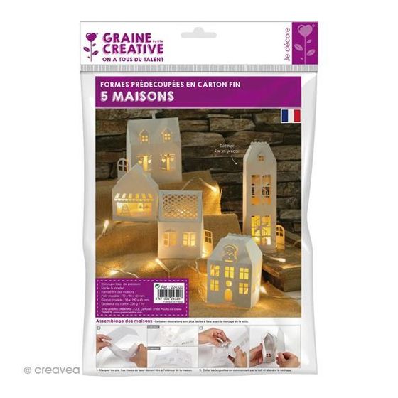 Lot 5 Maisons Blanches Carton à Monter Noël | Art & Loisirs