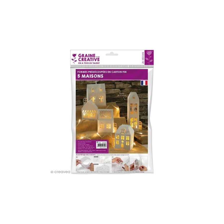Lot 5 Maisons Blanches Carton à Monter Noël | Art & Loisirs