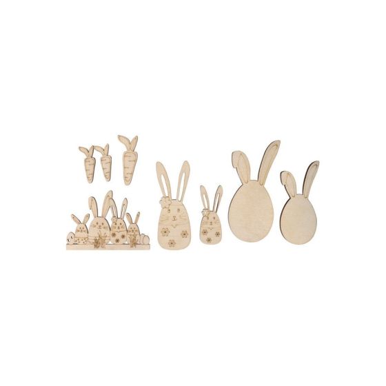Lapin de pâques et amis en bois