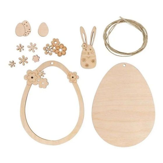Pendant oeuf de pâques en bois