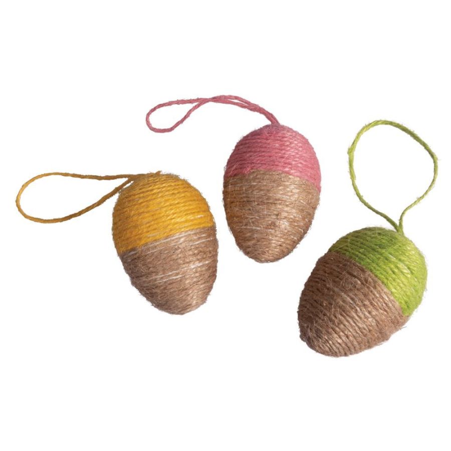 Set 3 oeufs de décoration en jute
