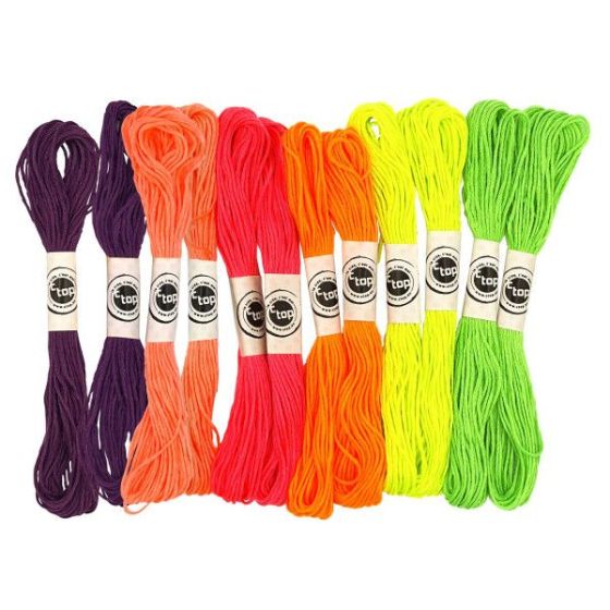 12 Écheveaux Coton Fluo CTOP pour Bracelets | Art & Loisirs