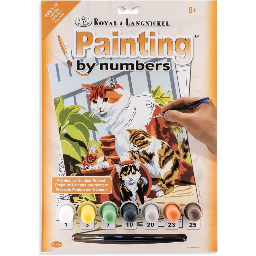 Royal Langnickel peinture à numéros - Chatte et ses petits