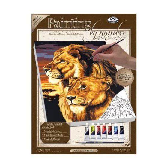 Royal Langnickel peinture à numéros sur toile - Lion et lionne