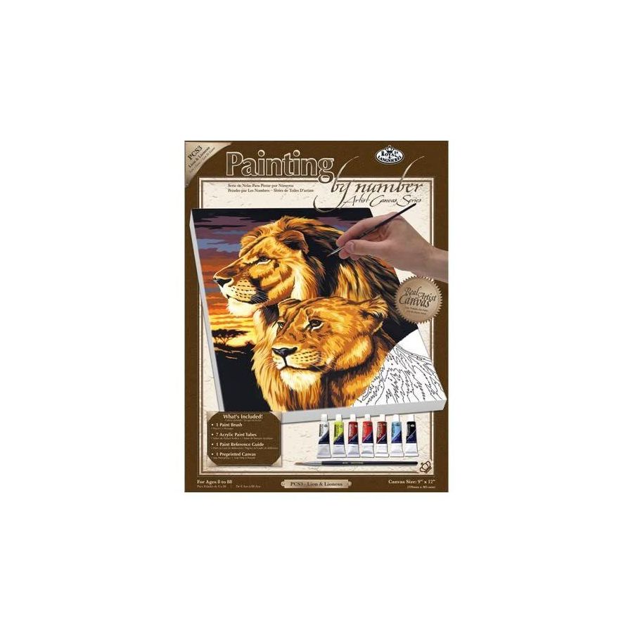 Royal Langnickel peinture à numéros sur toile - Lion et lionne