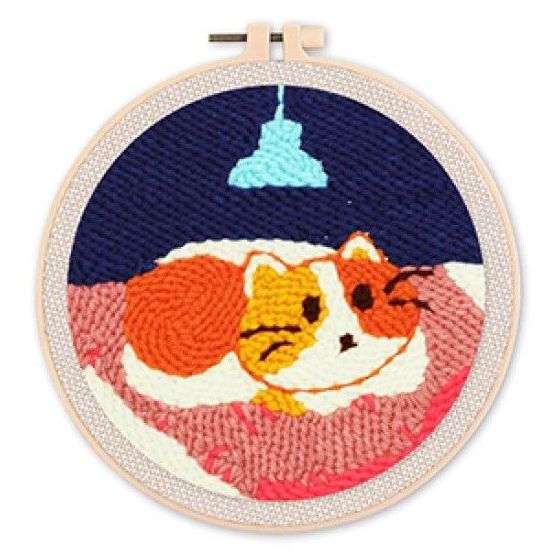 Kit Punch Needle Chat dans son couffin