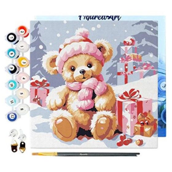 Peinture par Numéro 20x20 – Ours en peluche et cadeaux