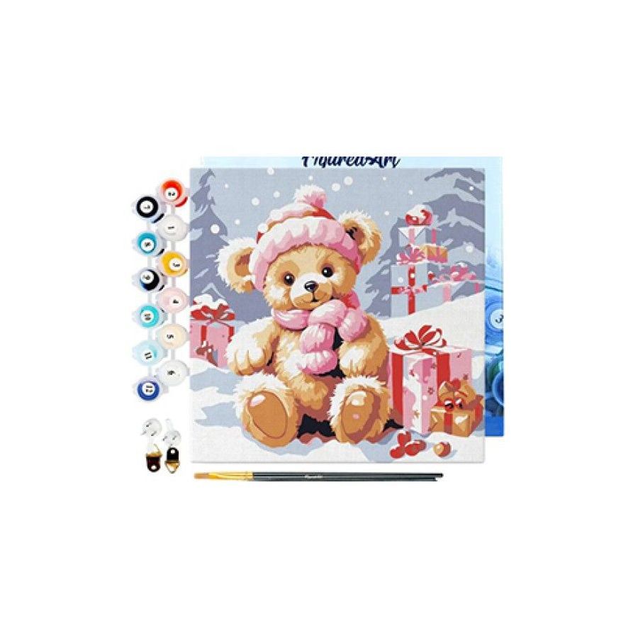 Peinture par Numéro 20x20 – Ours en peluche et cadeaux