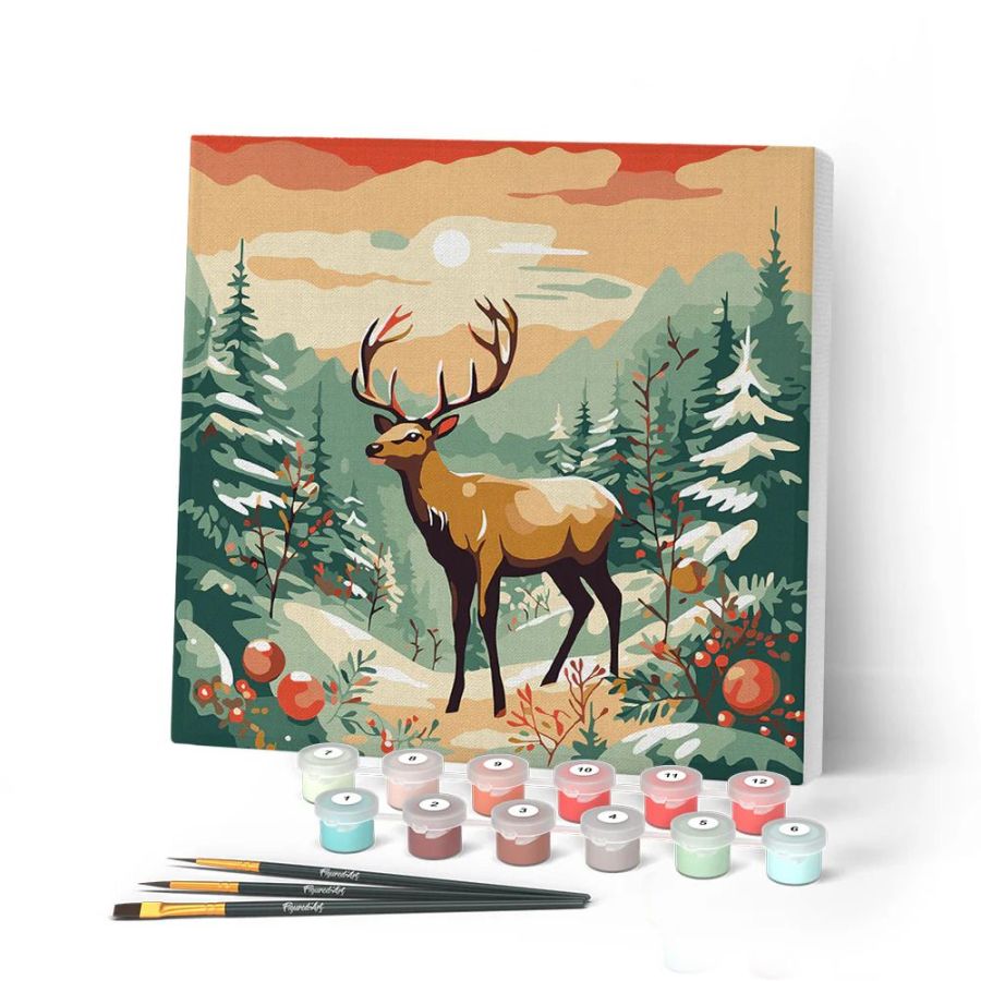 Peinture par Numéro 20x20 – Cerf majestueux en hiver
