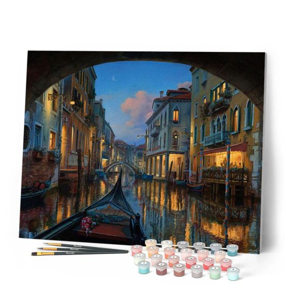 Peinture par Numéro 40x50 toile roulée – Visite du canal de Venise