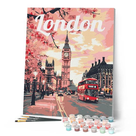 Peinture par Numéro affiche vintage 40x50 tendue sur châssis – Londres en fleurs