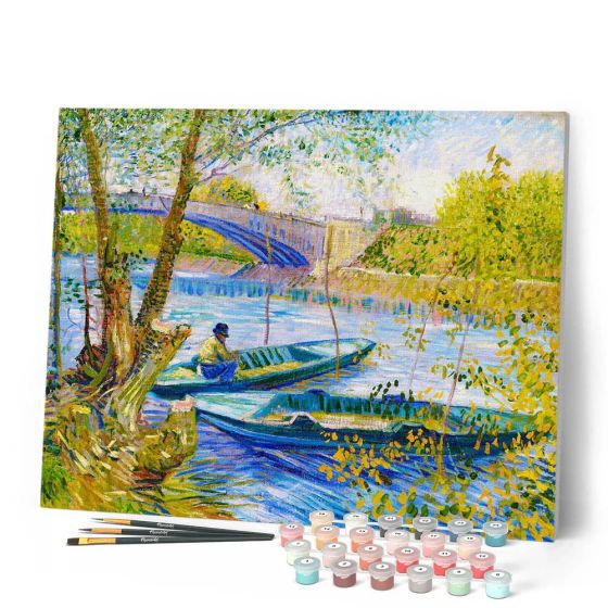 Peinture par Numéro 40x50 tendue sur châssis – La pêche au Printemps, Pont de Clichy - Van Gogh