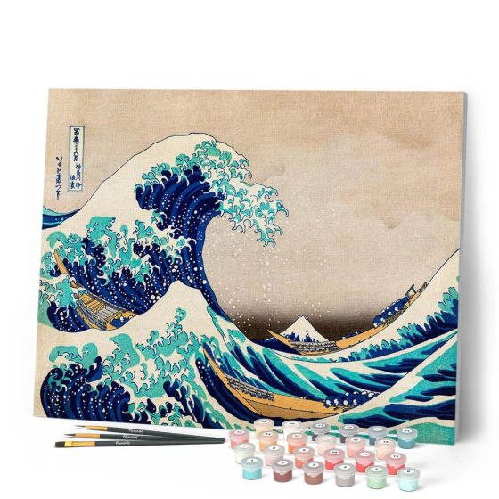 Peinture par Numéro 40x50 tendue sur châssis – La grande vague de Kanagawa - Hokusai