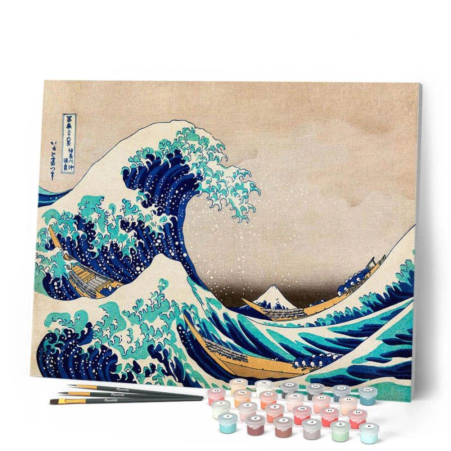 Peinture par Numéro 40x50 tendue sur châssis – La grande vague de Kanagawa - Hokusai