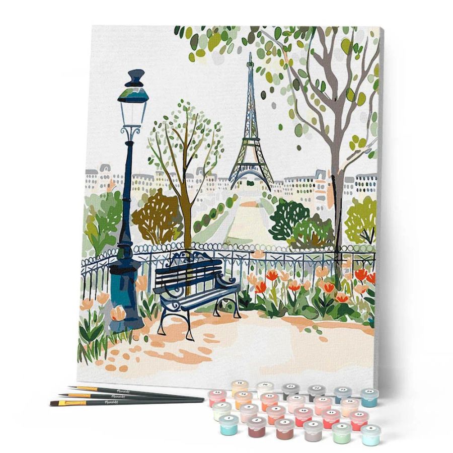 Peinture par Numéro 40x50 tendue sur châssis – Aquarelle Jardin de Paris