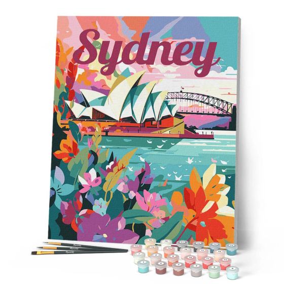 Peinture par Numéro affiche vintage 40x50 tendue sur châssis – Sydney