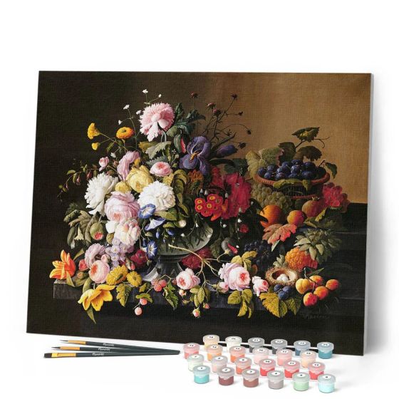 Peinture par Numéro 40x50 tendue sur châssis – Fleurs et fruits - Severin Roesen