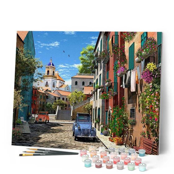 Peinture par Numéro 40x50 | Ruelle & 2 CV | Art & Loisirs