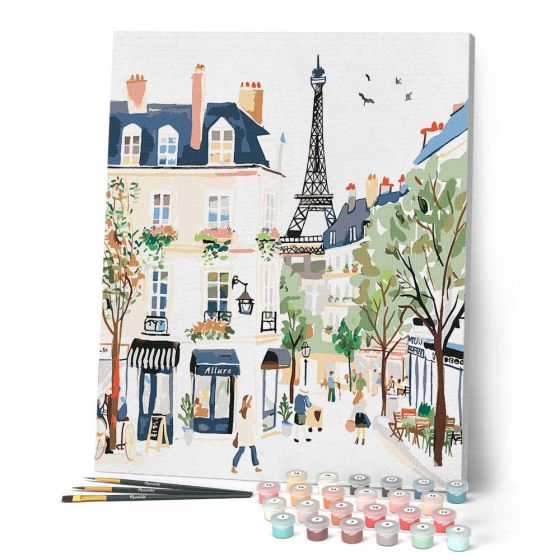 Peinture par Numéro 40x50 tendue sur châssis – Aquarelle Rue de Paris
