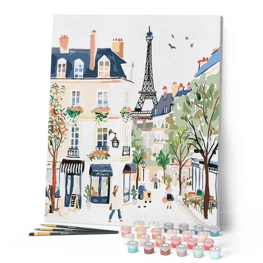 Peinture par Numéro 40x50 tendue sur châssis – Aquarelle Rue de Paris
