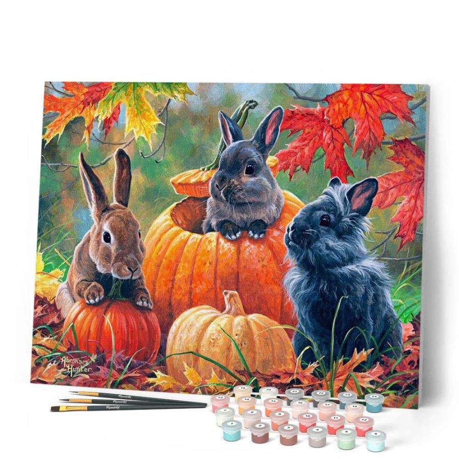 Peinture par Numéro 40x50 tendue sur châssis – Trio de lapins