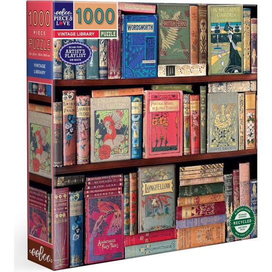 Puzzle 1000 pièces - Vintage Library - Eeboo 58.4x58.4 cm