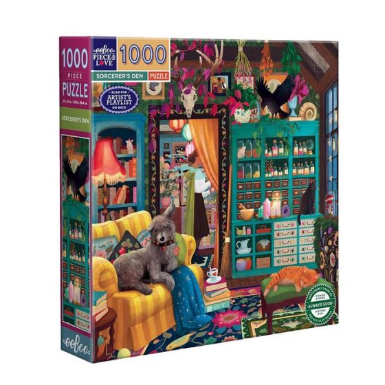 Puzzle 1000 pièces Eeboo Sorcerer's Den 58.4x58.4 cm