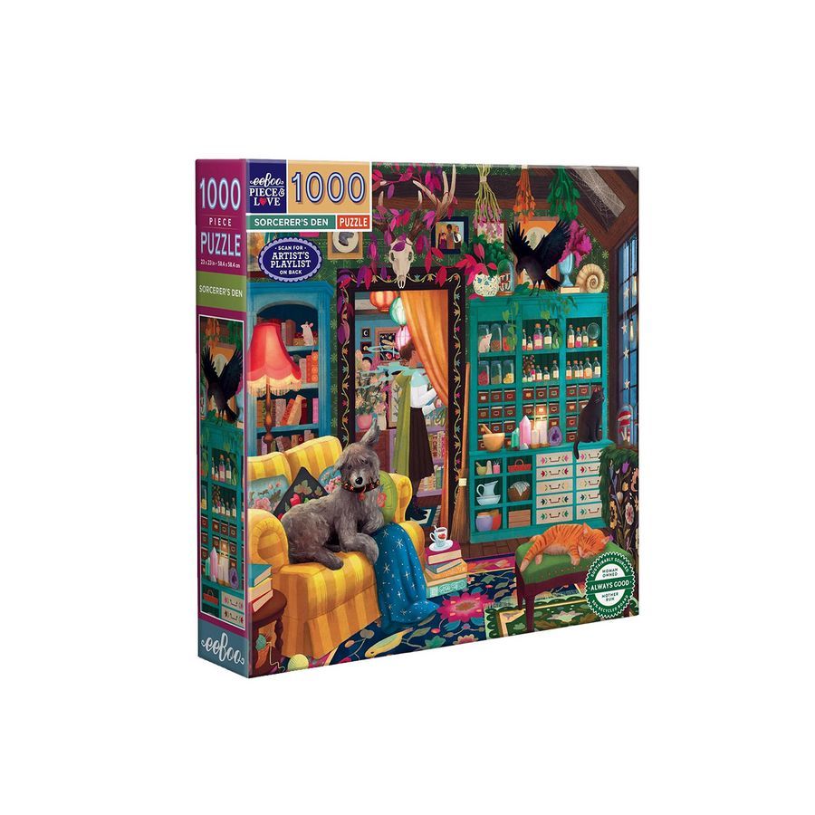 Puzzle 1000 pièces Eeboo Sorcerer's Den 58.4x58.4 cm