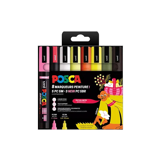 Feutres Posca PC-5M 8 couleurs tons florales