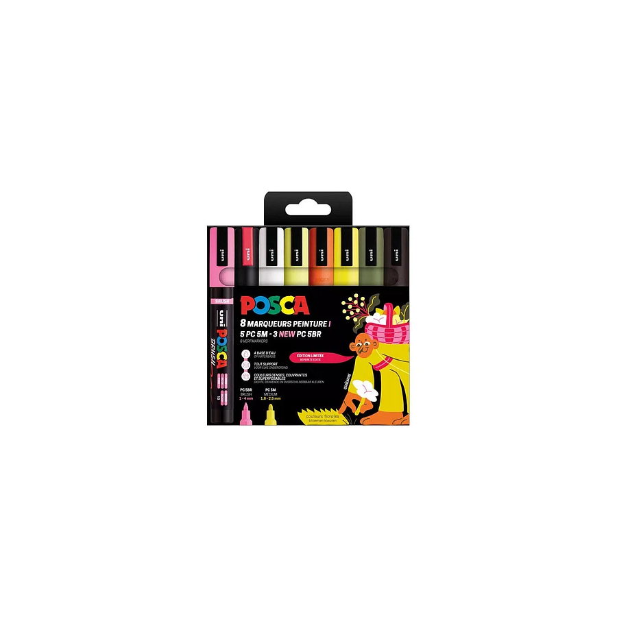 Feutres Posca PC-5M 8 couleurs tons florales