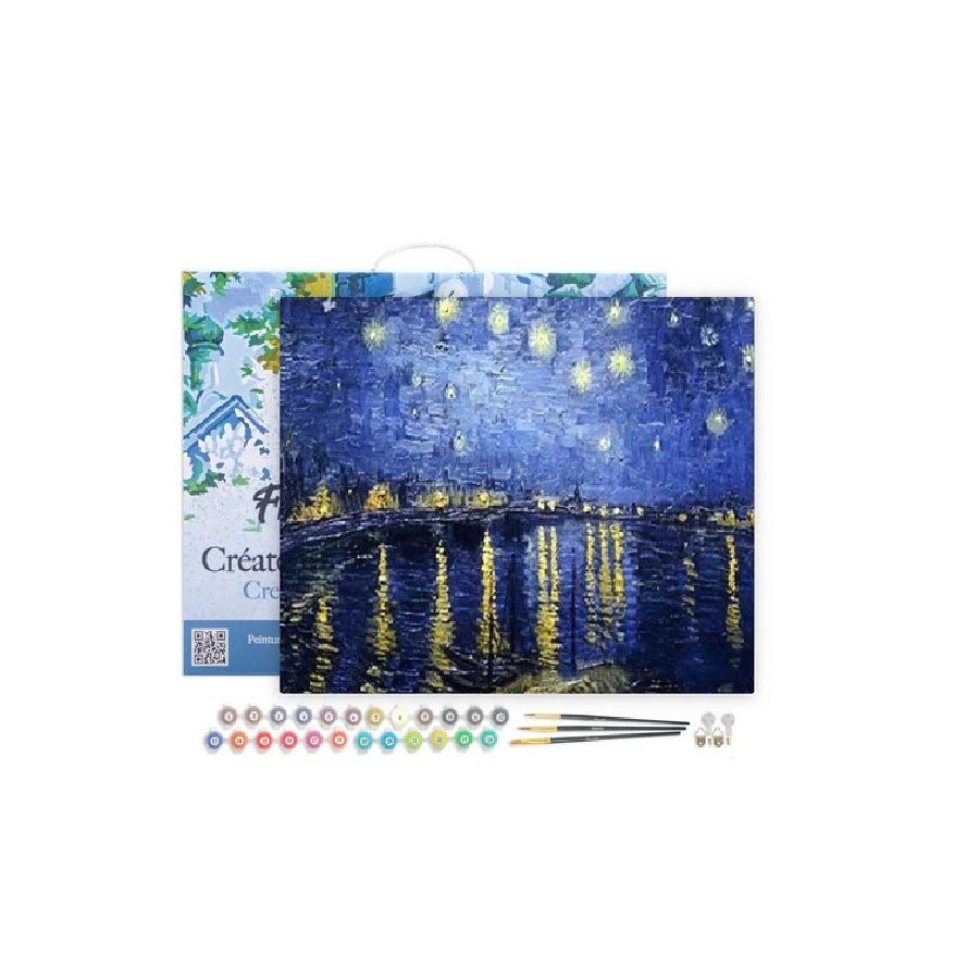 Peinture par Numéro 40x50 tendue sur châssis – Nuit Etoilé sur le Rhône