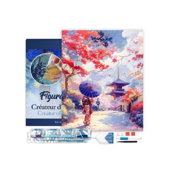Peinture par Numéro 40x50 tendue sur châssis – Jardin Japonais en Automne